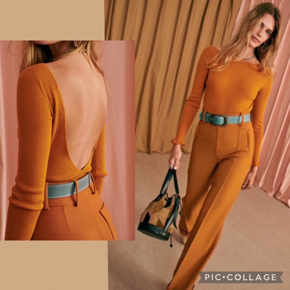 NWT Sezane Joanie Ribbed Bodysuit Top